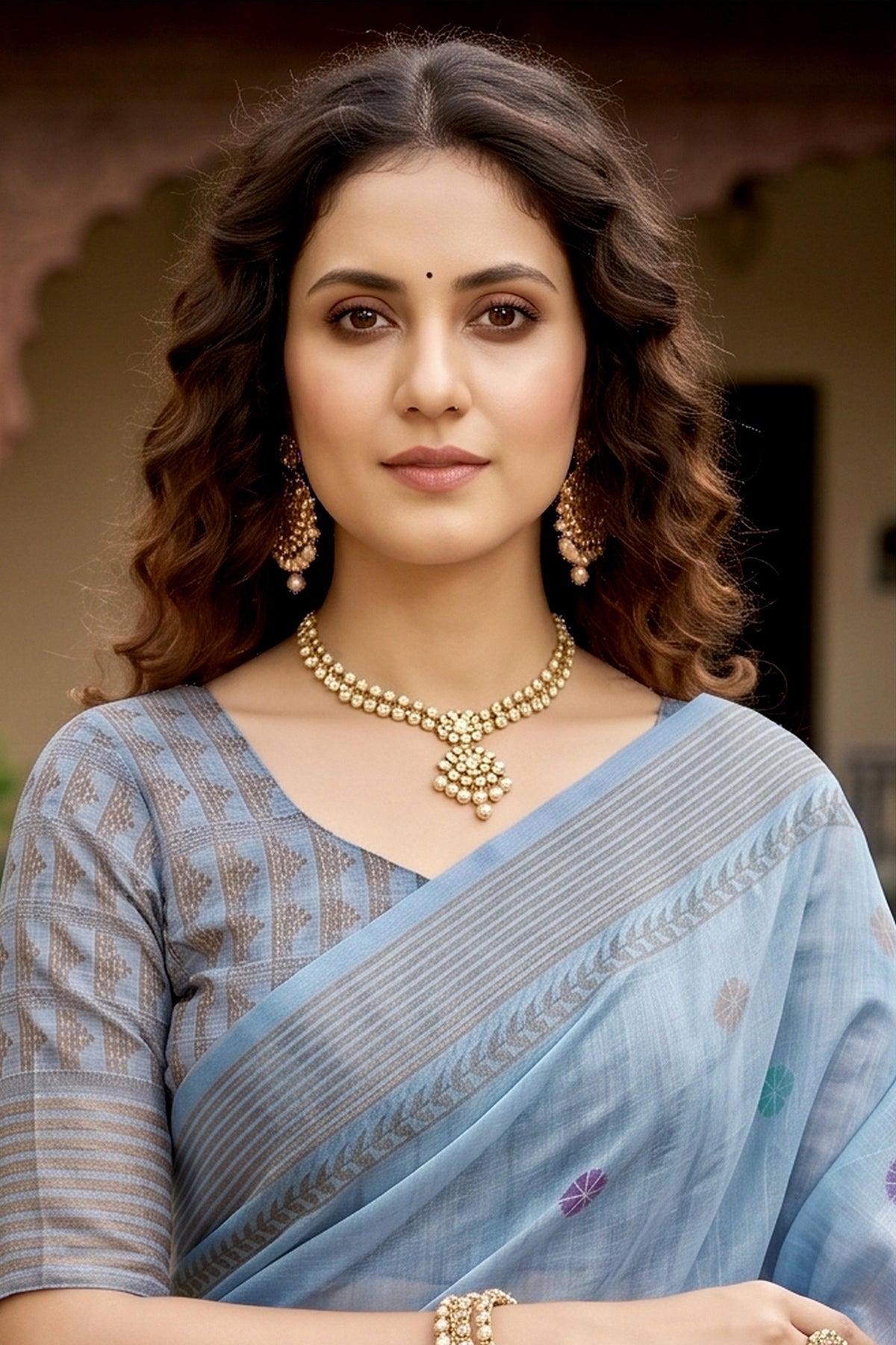 Sangam Prints Gray Cotton Print Woven Work Traditional Saree - Dista