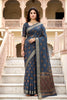 Sangam Prints Gray Cotton Print Woven Work Traditional Saree - Dista