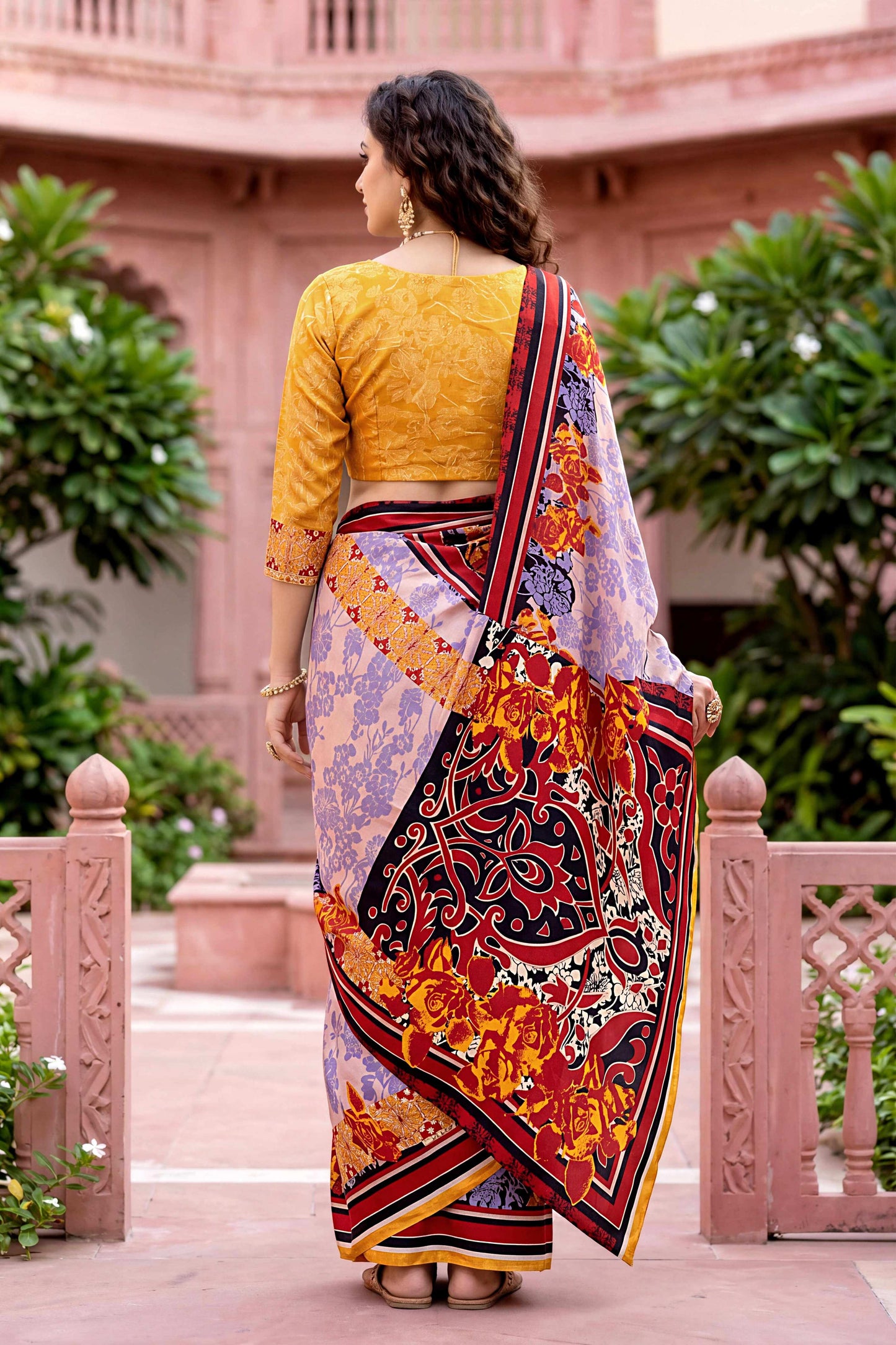 Sangam Prints Light Purple Cotton Print Woven Work Traditional Saree - Dista