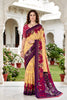 Sangam Prints Yellow Cotton Print Woven Work Traditional Saree - Dista