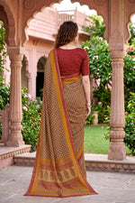Thumbnail for Sangam Prints Beige Cotton Print Woven Work Traditional Saree - Dista