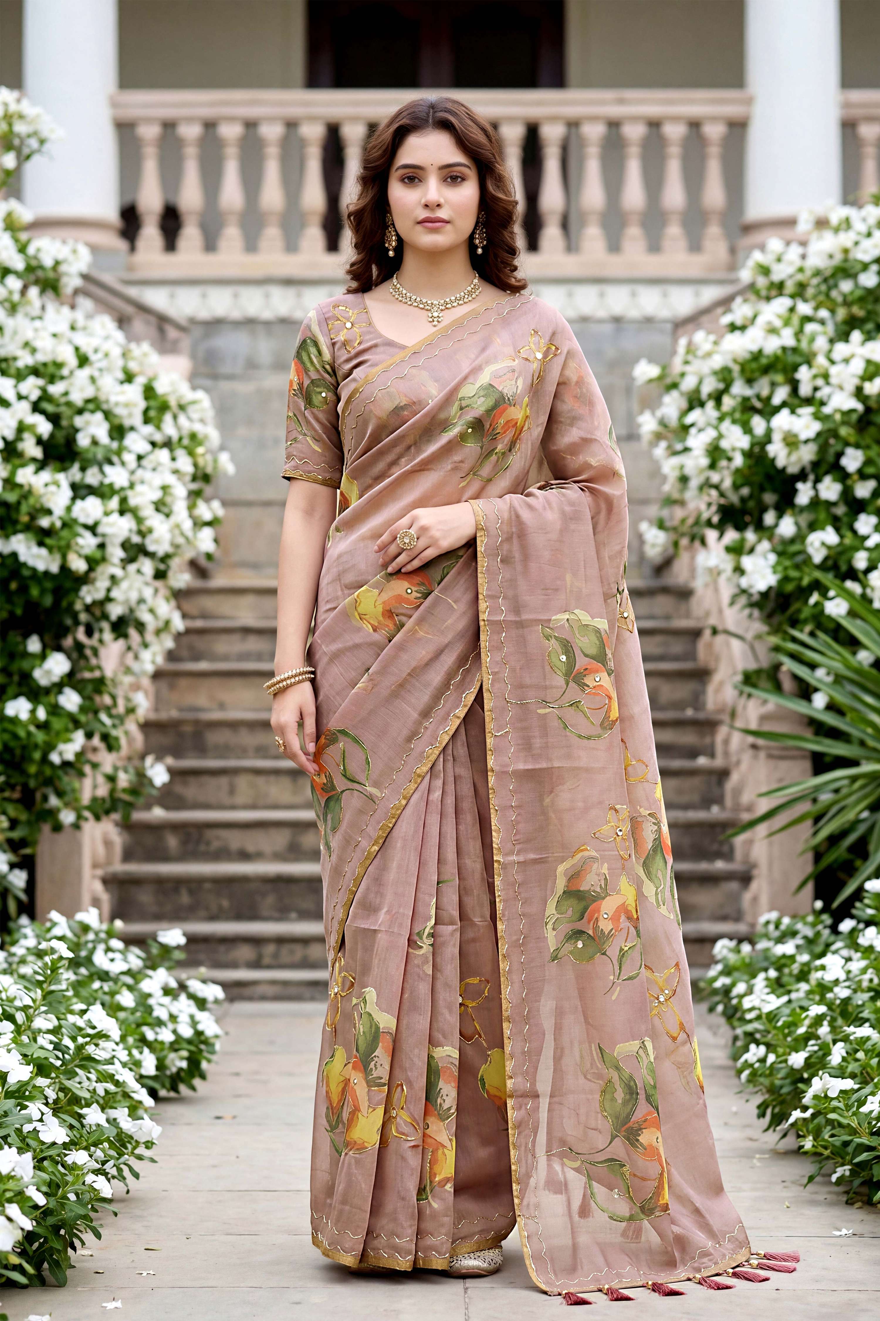 Sangam Prints Purple Cotton Print Woven Work Traditional Saree - Dista