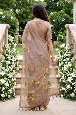 Thumbnail for Sangam Prints Purple Cotton Print Woven Work Traditional Saree - Dista