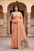 Sangam Prints Peach Cotton Print Woven Work Traditional Saree - Dista