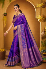 Thumbnail for Sangam Prints Violet Purple Silk Woven Work Traditional Saree - Dista