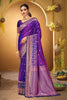 Sangam Prints Violet Purple Silk Woven Work Traditional Saree - Dista