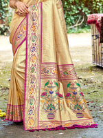 Thumbnail for Sangam Prints Beige Silk Woven Work Traditional Saree