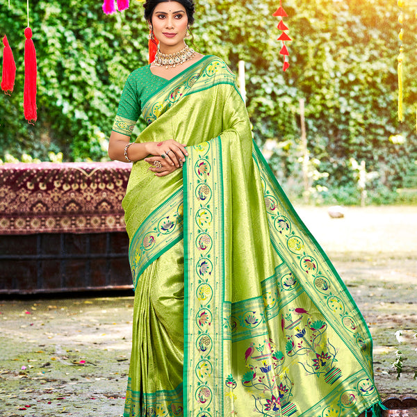 Sangam Prints Green Silk Woven Work Traditional Saree