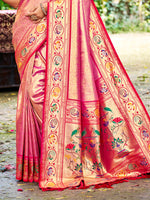 Thumbnail for Sangam Prints Pink Silk Woven Work Traditional Saree