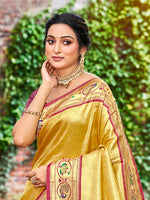 Thumbnail for Sangam Prints Yellow Silk Woven Work Traditional Saree