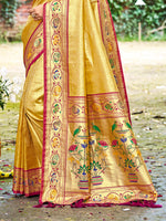 Thumbnail for Sangam Prints Yellow Silk Woven Work Traditional Saree
