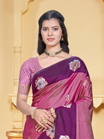 Thumbnail for Sangam Prints Magenta Silk Woven Work Traditional Saree