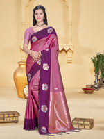 Thumbnail for Sangam Prints Magenta Silk Woven Work Traditional Saree