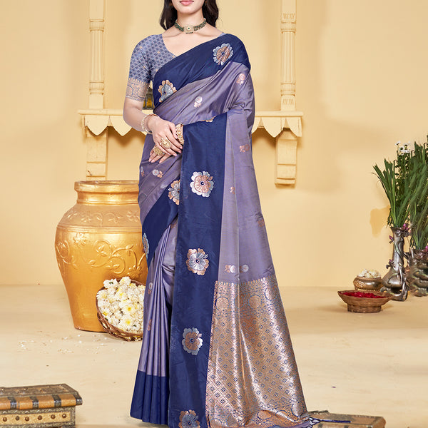 Sangam Prints Purple Silk Woven Work Traditional Saree