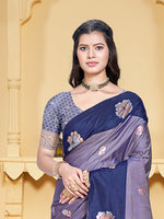 Thumbnail for Sangam Prints Purple Silk Woven Work Traditional Saree