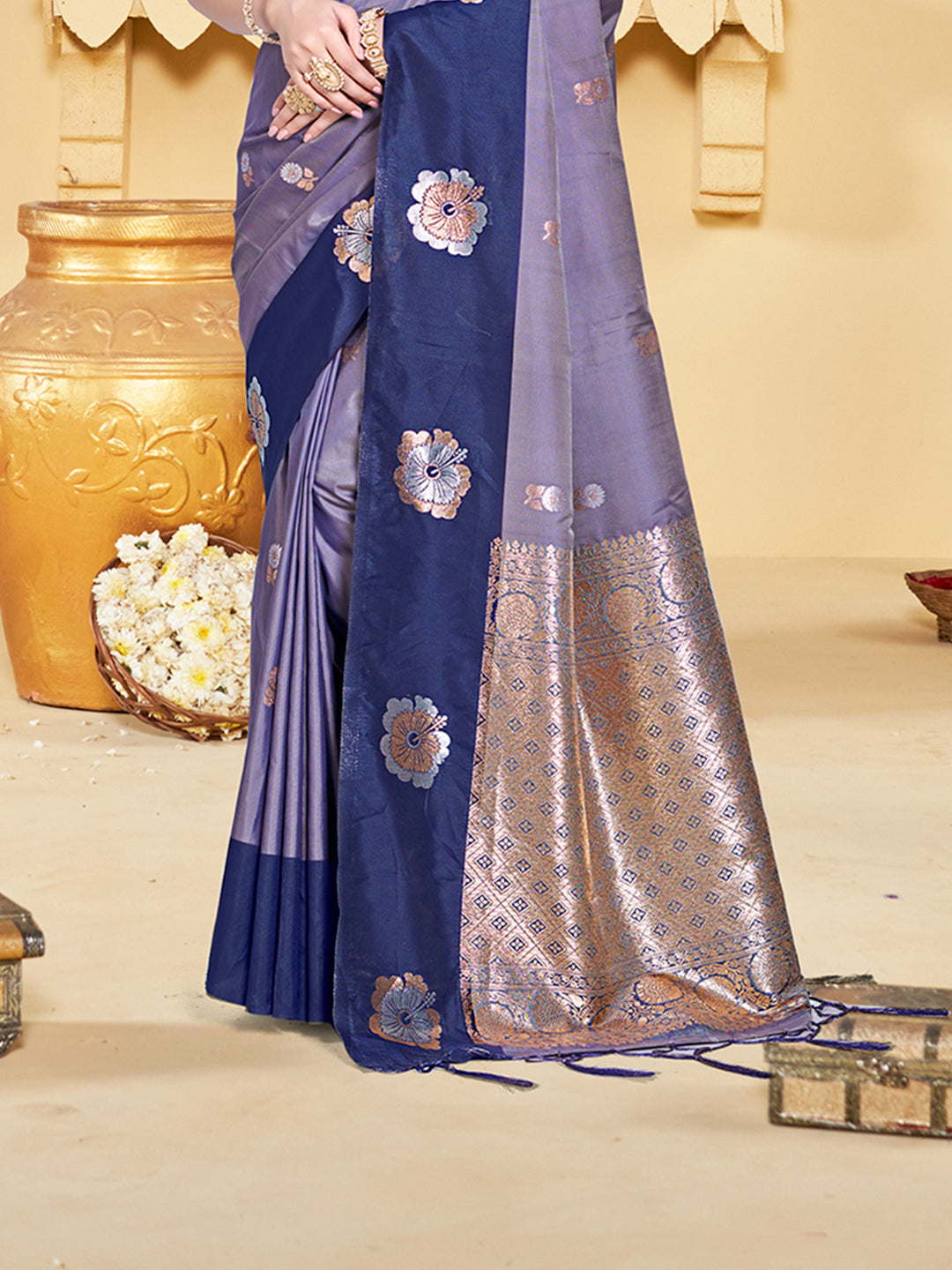 Sangam Prints Purple Silk Woven Work Traditional Saree