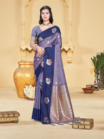 Thumbnail for Sangam Prints Purple Silk Woven Work Traditional Saree