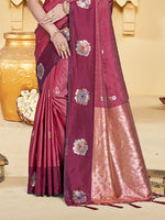 Thumbnail for Sangam Prints Maroon Silk Woven Work Traditional Saree