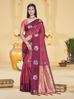 Thumbnail for Sangam Prints Maroon Silk Woven Work Traditional Saree