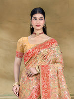 Thumbnail for Sangam Prints Beige Cotton Silk With Meena Woven Work Traditional Saree