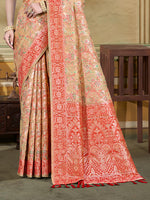 Thumbnail for Sangam Prints Beige Cotton Silk With Meena Woven Work Traditional Saree