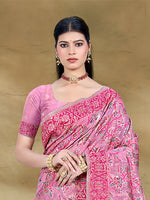 Thumbnail for Sangam Prints Pink Cotton Silk With Meena Woven Work Traditional Saree