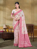 Thumbnail for Sangam Prints Cream Cotton Silk With Meena Woven Work Traditional Saree