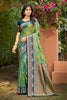 Sangam Prints Parrot Green Soft Silk Woven Work Traditional Saree - Dista