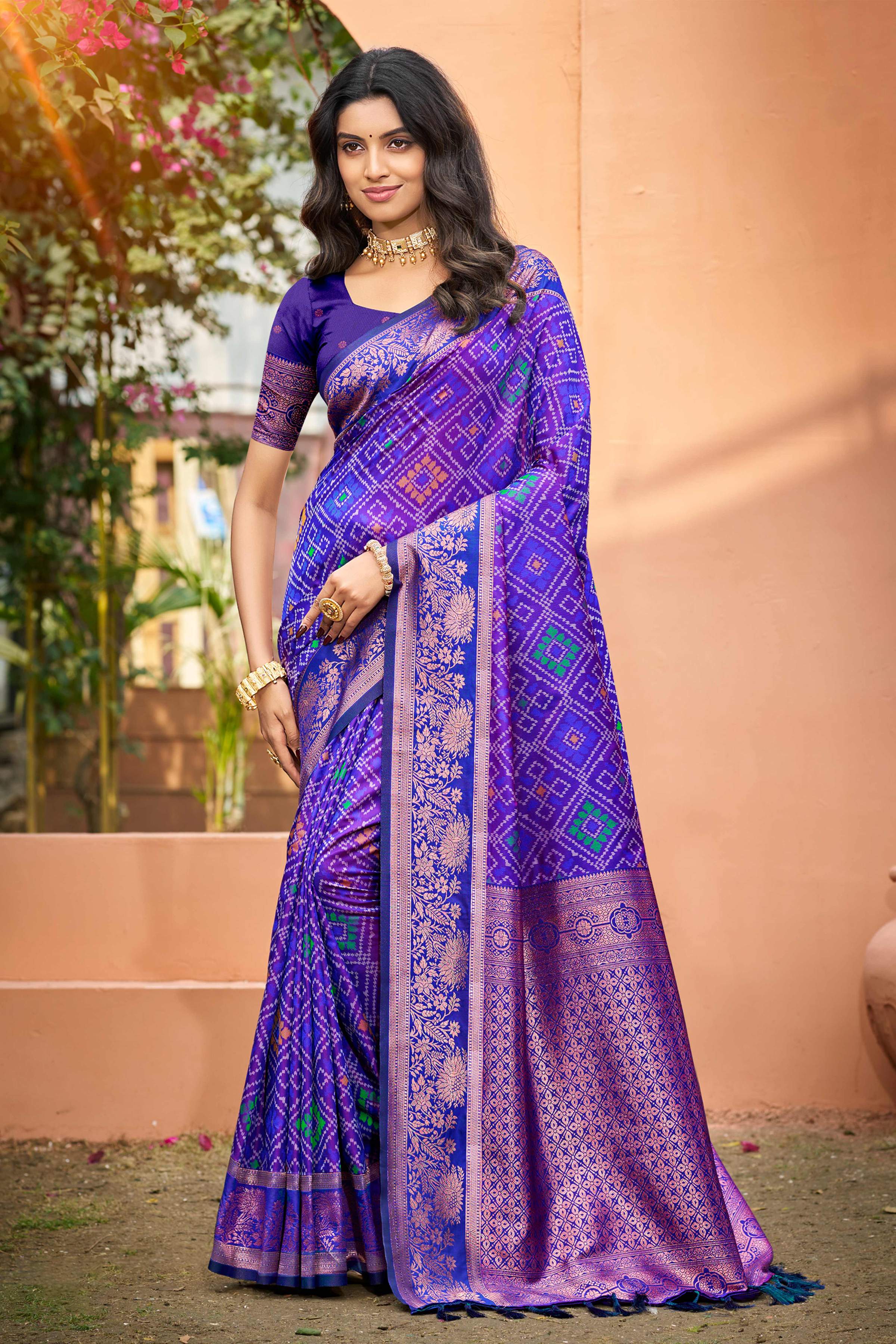 Sangam Prints Royal Blue Soft Silk Woven Work Traditional Saree - Dista