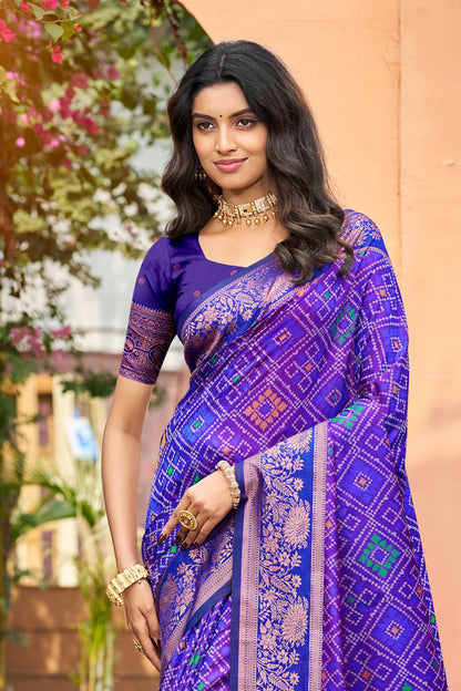 Sangam Prints Royal Blue Soft Silk Woven Work Traditional Saree - Dista