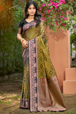 Thumbnail for Sangam Prints Olive Green Soft Silk Woven Work Traditional Saree - Dista
