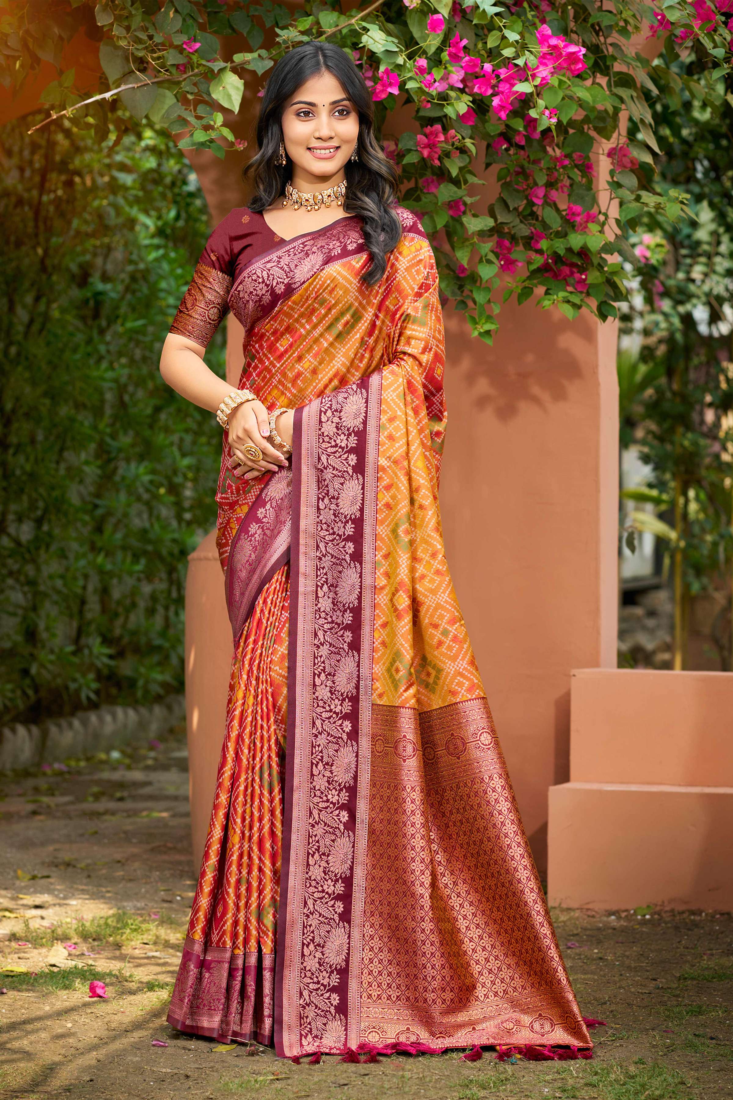 Sangam Prints Mustard Yellow Soft Silk Woven Work Traditional Saree - Dista