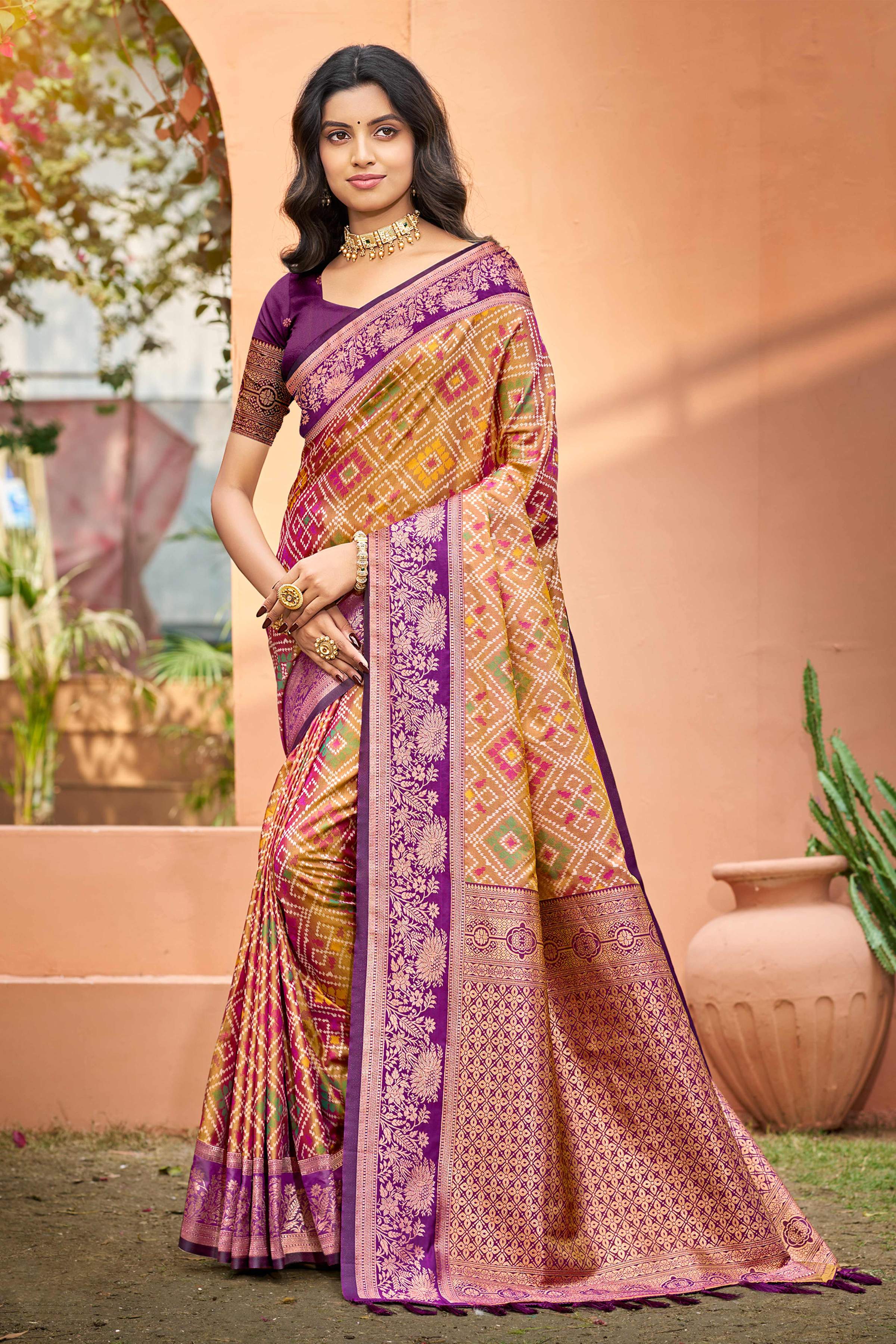 Sangam Prints Mustard Gold Soft Silk Woven Work Traditional Saree - Dista