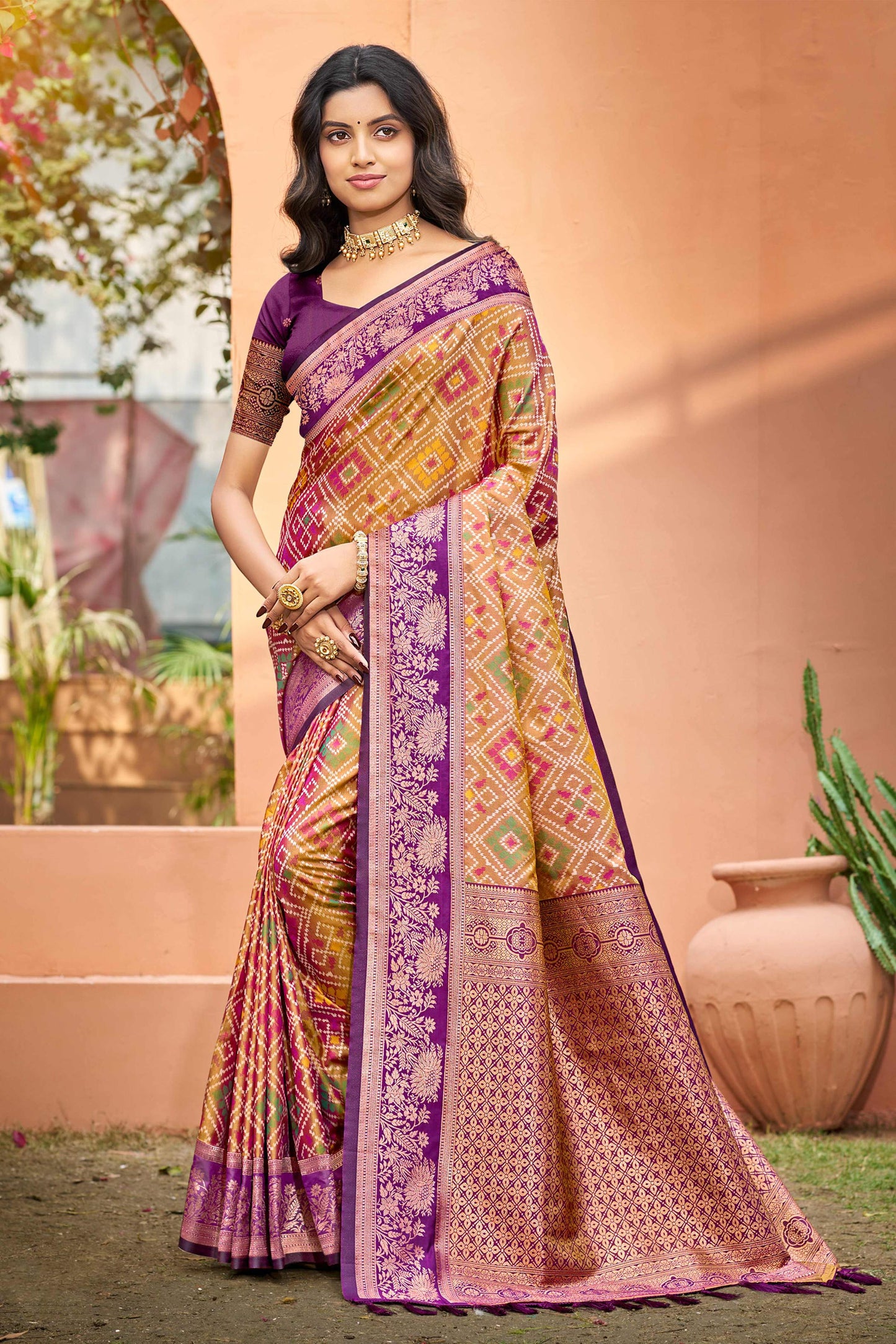 Sangam Prints Mustard Gold Soft Silk Woven Work Traditional Saree - Dista