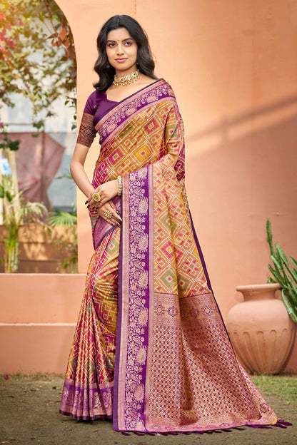 Sangam Prints Mustard Gold Soft Silk Woven Work Traditional Saree - Dista