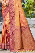 Thumbnail for Sangam Prints Rust Orange Soft Silk Woven Work Traditional Saree - Dista