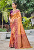 Sangam Prints Rust Orange Soft Silk Woven Work Traditional Saree - Dista