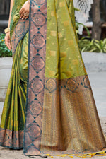 Thumbnail for Sangam Prints Olive Green Soft Silk Woven Work Traditional Saree - Dista