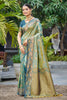 Sangam Prints Sage Green Soft Silk Woven Work Traditional Saree - Dista