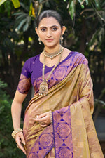 Thumbnail for Sangam Prints Royal Purple Soft Silk Woven Work Traditional Saree - Dista