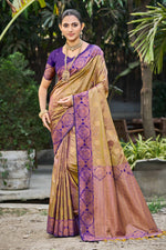 Thumbnail for Sangam Prints Royal Purple Soft Silk Woven Work Traditional Saree - Dista
