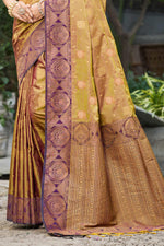 Thumbnail for Sangam Prints Golden Mustard Soft Silk Woven Work Traditional Saree - Dista