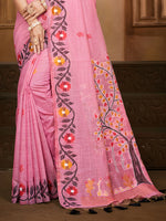 Thumbnail for Sangam Prints Light Pink Cotton Silk With Meena Woven Work Traditional Saree