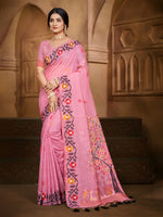 Thumbnail for Sangam Prints Light Pink Cotton Silk With Meena Woven Work Traditional Saree