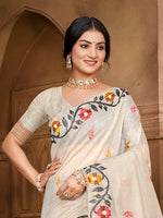 Thumbnail for Sangam Prints Off-White Cotton Silk With Meena Woven Work Traditional Saree