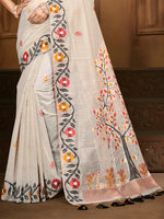 Thumbnail for Sangam Prints Off-White Cotton Silk With Meena Woven Work Traditional Saree