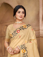 Thumbnail for Sangam Prints Beige Cotton Silk With Meena Woven Work Traditional Saree