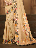 Thumbnail for Sangam Prints Beige Cotton Silk With Meena Woven Work Traditional Saree
