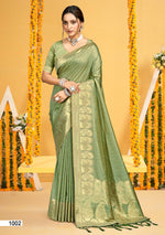 Thumbnail for Prazu Fashion Pista Green Assam Silk Weaving Wedding Wear Saree