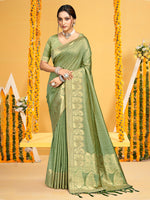 Thumbnail for Sangam Prints Light Green Assam Silk Woven Work Traditional Saree